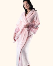 Халат махровий длинный с кружевной отделкой Felena Украина Ballet Pink 438
