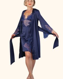 Халат шелковый с кружевом Royal Blue 234 Felena Украина
