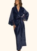 Халат теплый длинный с кружевом Felena Украина Royal Blue 438