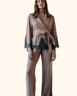 Домашний трикотажный костюм с кружевом Felena Украина Warm Honey 138-720
