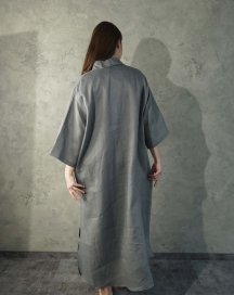 Довга сорочка із преміум льону Патрісія сіра BIANKA Україна
