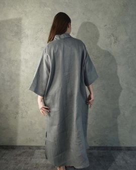 Длинная рубашка из премиум льна Патрисия серая BIANKA Украина