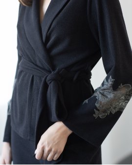 Трикотажный теплый костюм с кружевом Felena Украина Black Tulip 108-720