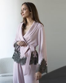 Домашній трикотажний костюм з мереживом Felena Україна Rose Quartz 108-720