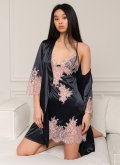 Халат шелковый с кружевом Felena Украина Black Rose 234