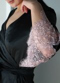 Халат шелковый с кружевом Felena Украина Black Rose 234