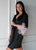 Халат шелковый с кружевом Felena Украина Black Rose 234
