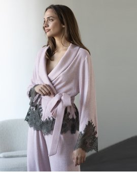 Домашній трикотажний костюм з мереживом Felena Україна Rose Quartz 108-720