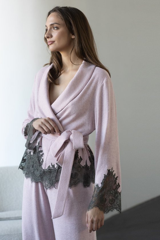 Домашній трикотажний костюм з мереживом Felena Україна Rose Quartz 108-720