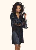 Халат шовковий з мереживом Felena Україна Black Onyx 234