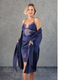 Халат шелковый с кружевом Royal Blue 234 Felena Украина