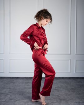 Піжама блуза та штани з шовку Felena Україна Burgundy 757-750