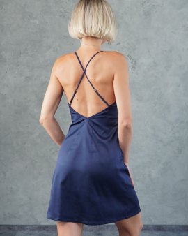 Сорочка шовкова з мереживом на бретелях Felena Україна Royal Blue 205