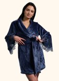Халат теплый короткий с кружевом Felena Украина Royal Blue 238