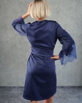 Халат шовковий з мереживом Royal Blue 234 Felena Україна
