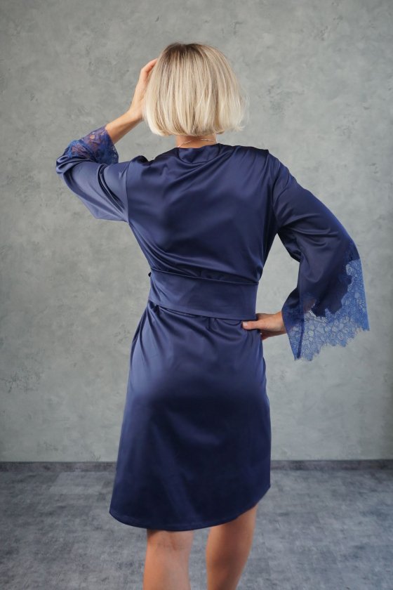 Халат шелковый с кружевом Royal Blue 234 Felena Украина