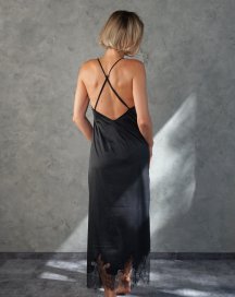 Сорочка шелковая длинная с кружевом Felena Украина Black Onyx 405