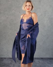 Халат шелковый с кружевом Royal Blue 234 Felena Украина