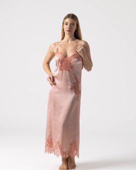 Сорочка для сну довга з мереживом Felena Україна Ash Rose 455