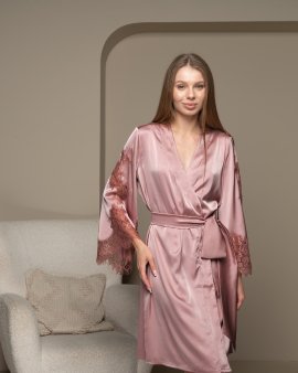 Халат короткий с кружевом Felena Украина Ash Rose 234
