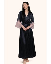 Халат длинный из шелка и кружева Black Rose 434 Felena Украина