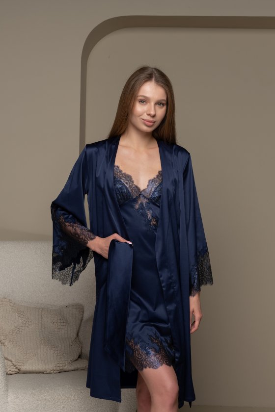 Халат с шелковой ткани Empire Blue 234 Felena Украина