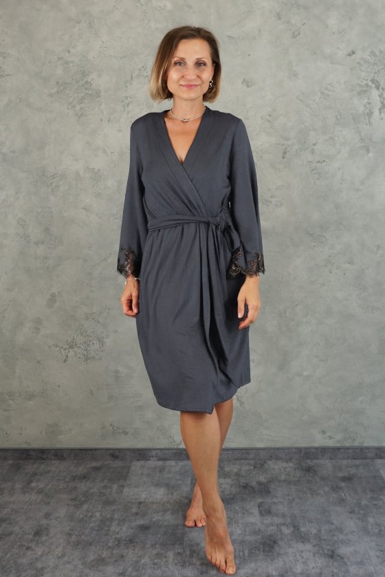 Халат короткий с кружевом Felena Украина GRAPHITE Moda 234
