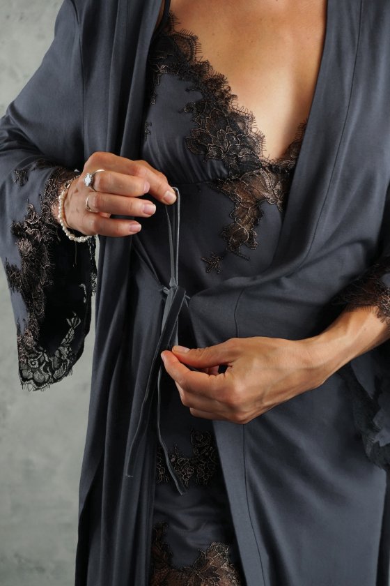 Халат короткий с кружевом Felena Украина GRAPHITE Moda 234