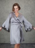 Халат короткий с кружевом Felena Украина GRAPHITE Silk-Satin 234