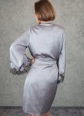 Халат короткий с кружевом Felena Украина GRAPHITE Silk-Satin 234