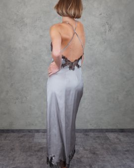 Сорочка для сну довга на бретелях Felena Україна GRAPHITE Silk-Satin 405