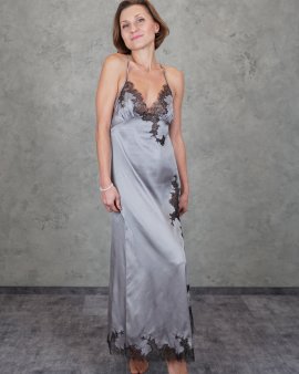 Сорочка для сну довга на бретелях Felena Україна GRAPHITE Silk-Satin 405