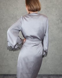 Халат короткий с кружевом Felena Украина GRAPHITE Silk-Satin 234