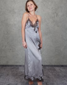 Сорочка для сну довга на бретелях Felena Україна GRAPHITE Silk-Satin 405