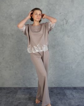 Домашній брючний костюм Hygge Beige 722-720 Felena Українa