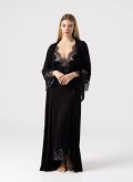 Халат длинный с кружевом Felena Украина Silver Black 434