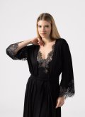 Халат длинный с кружевом Felena Украина Silver Black 434