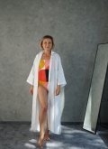 Длинная рубашка из премиум-льна Mastro Moda (Италия) Betta белая/хаки/синяя