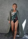 Длинная рубашка из премиум-льна Mastro Moda (Италия) Betta белая/хаки/синяя