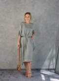 Платье из премиум льна Mastro Moda (Италия) CARDUCCI голубое/хаки/капучино