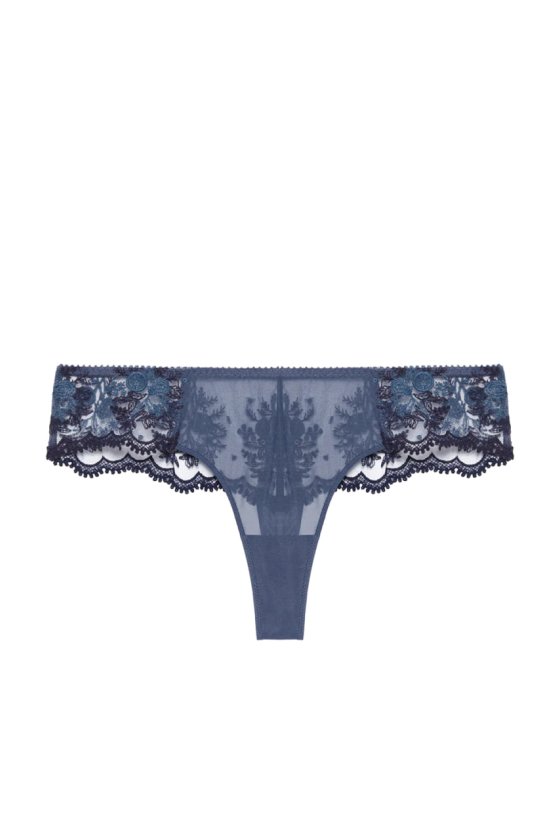 Трусики-стринги с кружевом Simone Perele (Франция) 1E2710 bleu cendre