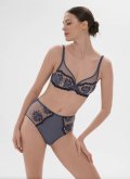 Трусики высокие слипы с кружевом Simone Perele (Франция) 1E2770 bleu cendre