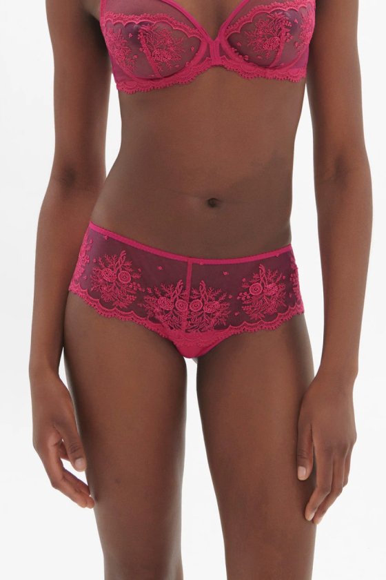 Трусики шортики с кружевом Simone Perele (Франция) 1E2630 disco pink
