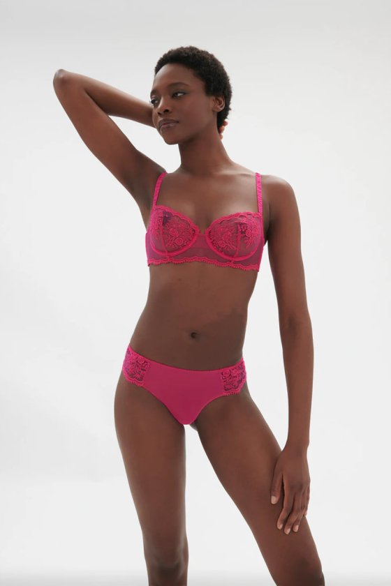 Трусики танга с кружевом Simone Perele (Франция) 1E2710 disco pink