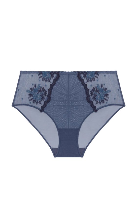 Трусики высокие слипы с кружевом Simone Perele (Франция) 1E2770 bleu cendre